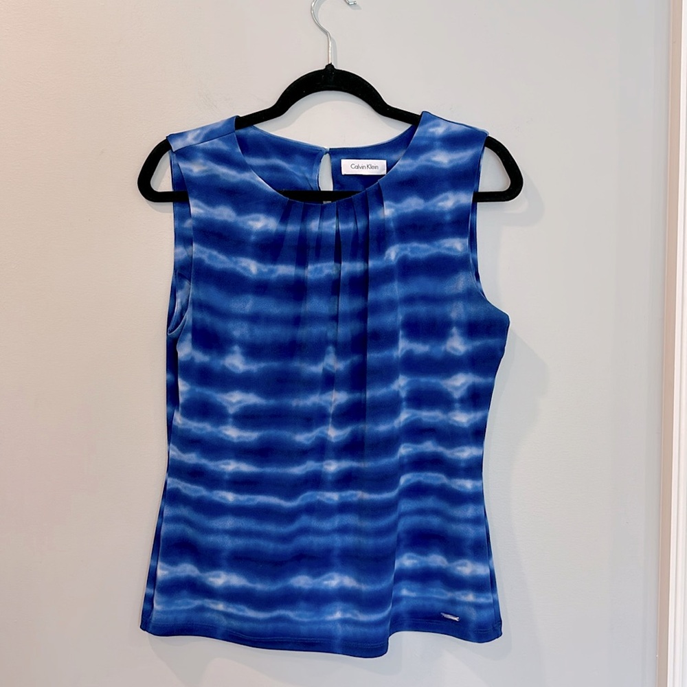 Calvin Klein Indigo Sleveless Shell, Large